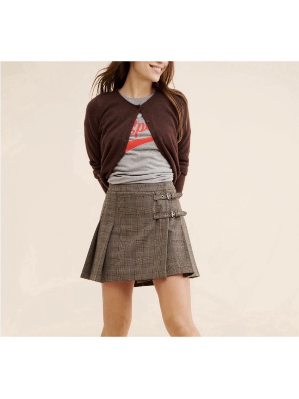 Anthropologie Wayf Pleated Plaid Mini Skirt NWT-XL